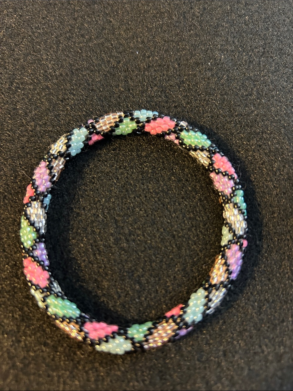 Midnight Garden Beaded Multicolor Braided Stretch Bracelet - Women Accessories